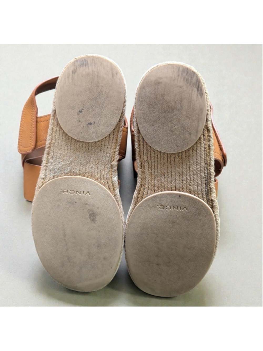 Vince Tenison Leather Espadrille Sandals Hazelnut Slingback Sz 8 - Picture 8 of 14